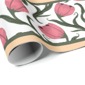 Papier Cadeau Tulipes sur Abricot (Coin rond)