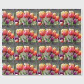 Papier Cadeau Tulipes tombées flammes (Plat)