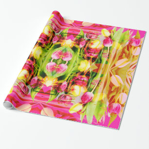 Papier Cadeau TULIPS - Tulipes colorées d'art fractal -