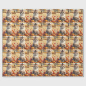 Papier Cadeau Turc Angora Chat Automne Quitte L'Art Thanksgiving (Plat)