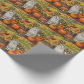 Papier Cadeau Turc Angora Chat automne récolte Thanksgiving (Coin)