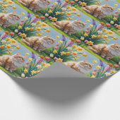 Papier Cadeau Turc Angora Fleurs de printemps de chats peinture (Coin)