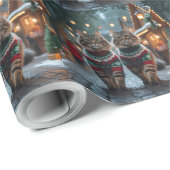 Papier Cadeau Turkish Angora Cats Christmas Snow Holiday (Coin rond)