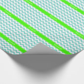 Papier Cadeau Turq / Aqua Wht Chevron Nom de chaux Monogram (Coin)