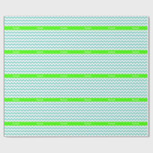 Papier Cadeau Turq / Aqua Wht Chevron Nom de chaux Monogram (Plat)