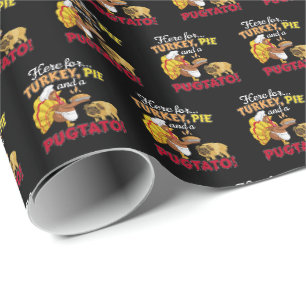 Papier Cadeau Turquie, tarte et Pugtato Thanksgiving Carlin chie