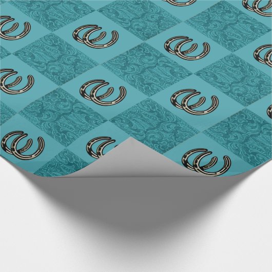 Papier Cadeau Turquiose En Cuir À Outils Occidentaux Avec Fils À (Coin)