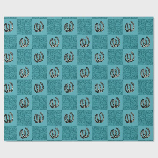 Papier Cadeau Turquiose En Cuir À Outils Occidentaux Avec Fils À (Plat)