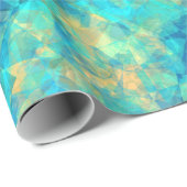 Papier Cadeau Turquise Crumpled Texture (Coin rond)