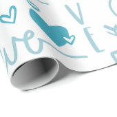 Papier Cadeau Turquoise Amusement et Amour Moderne et Coeurs (Coin rond)