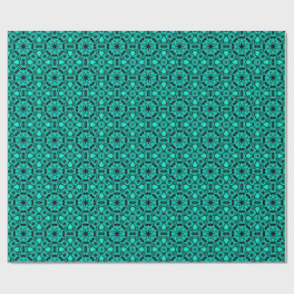 Papier Cadeau Turquoise and blue Kaleidoscope Fractal Pattern