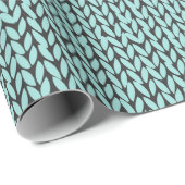 Papier Cadeau Turquoise and Charcoal Knit Pattern Wrapping Paper (Coin rond)