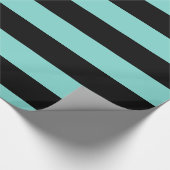 Papier Cadeau Turquoise Aqua Black XL Stripes Motif V (Coin)