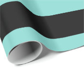 Papier Cadeau Turquoise Aqua Black XL Stripes Motif V (Coin rond)