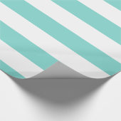 Papier Cadeau Turquoise Aqua, Blanc Motif de bandes XL (Coin)