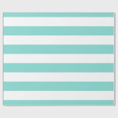 Papier Cadeau Turquoise Aqua, Blanc Motif de bandes XL (Plat)