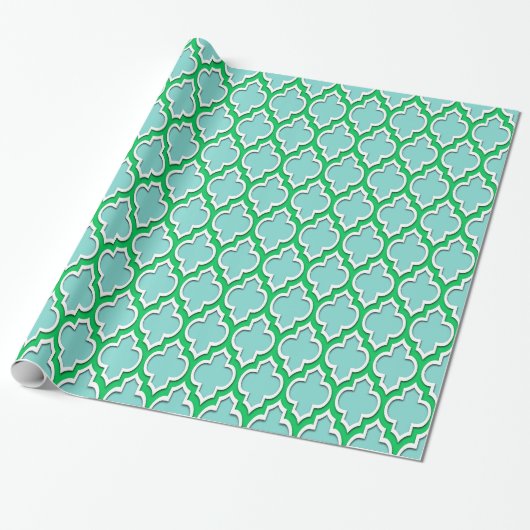 Papier Cadeau Turquoise Aqua Emerald Green What XL Marocain #4DS (Déroulé)
