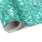 Papier Cadeau Turquoise aqua ludique parties scintillant pétilla (Coin rond)