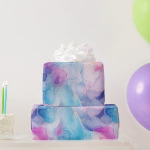 Papier Cadeau Turquoise Aqua Marbre rose violet Anniversaire
