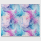 Papier Cadeau Turquoise Aqua Marbre rose violet Anniversaire (Plat)