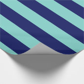 Papier Cadeau Turquoise Aqua Navy Blue XL Stripes Motif V (Coin)