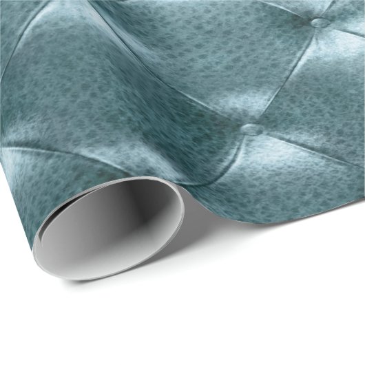 Papier Cadeau Turquoise Aquatique Luxe Opulent Tufé en cuir VIP (Coin rond)