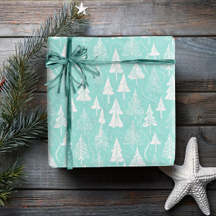 Papier Cadeau Turquoise Arbre de Noël Motif n° 6 ID1009