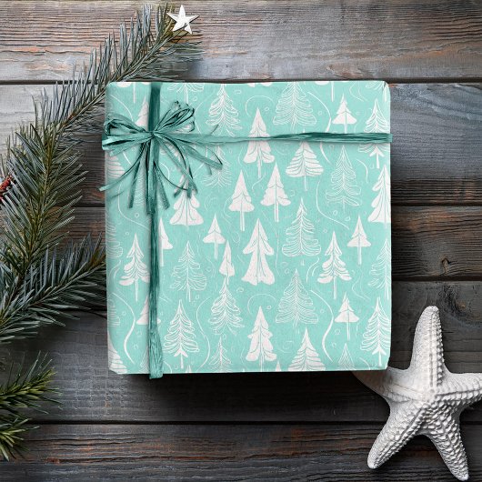 Papier Cadeau Turquoise Arbre de Noël Motif n° 6 ID1009