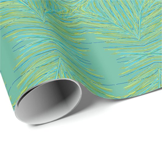 Papier Cadeau Turquoise avec bleu et vert citron (Coin rond)
