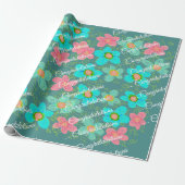 Papier Cadeau Turquoise Avec Design Floral (Déroulé)