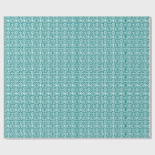 Papier Cadeau Turquoise avec Motif en dentelle Crochet blanc (Plat)