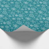 Papier Cadeau Turquoise & Blanc Abstrait Snowflakes (Coin)