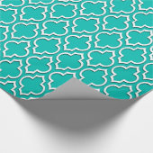 Papier Cadeau Turquoise blanc XL Quatrefoil marocain #7DS (Coin)