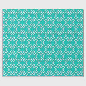 Papier Cadeau Turquoise blanc XL Quatrefoil marocain #7DS (Plat)