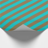 Papier Cadeau Turquoise bleu et rayure dorée (Coin)