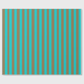 Papier Cadeau Turquoise bleu et rayure dorée (Plat)