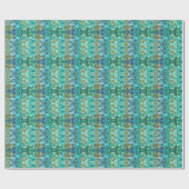Papier Cadeau Turquoise bleu jaune rose hydrangée fleurs florale (Plat)