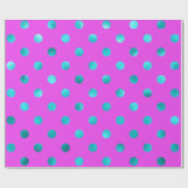 Papier Cadeau Turquoise Bleu Métallurgique Faux Foil Polka Dot P (Plat)