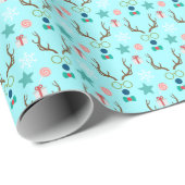 Papier Cadeau Turquoise Blue Boy Reindeer Mélange Motif (Coin rond)