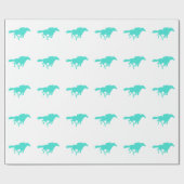 Papier Cadeau Turquoise; Blue Green Horse Racing (Plat)