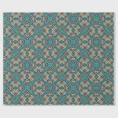 Papier Cadeau Turquoise Blue Rust Orange Aqua Turquoise Mosaïque (Plat)
