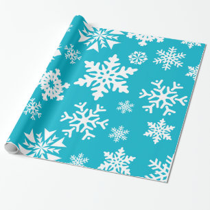 Papier Cadeau Turquoise Blue Snowflakes Noël Holiday enveloppeme