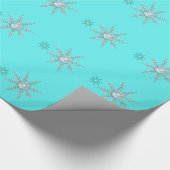 Papier Cadeau Turquoise Blue Winter Wonderland Snowflakes (Coin)