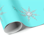 Papier Cadeau Turquoise Blue Winter Wonderland Snowflakes (Coin rond)