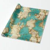 Papier Cadeau Turquoise Brown Cream Animal Cowhide Western (Déroulé)