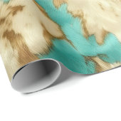 Papier Cadeau Turquoise Brown Cream Animal Cowhide Western (Coin rond)