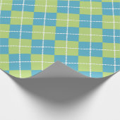 Papier Cadeau Turquoise Clair et Argyle Citron (Coin)