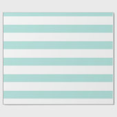 Papier Cadeau Turquoise clair et blanc rayé horizontal large (Plat)