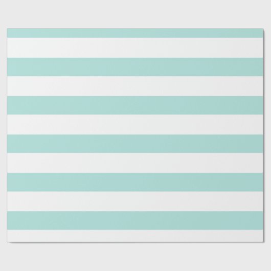 Papier Cadeau Turquoise clair et blanc rayé horizontal large (Plat)