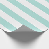 Papier Cadeau Turquoise clair et blanc rayé horizontal large (Coin)